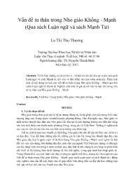 Vấn đề tu thân trong Nho giáo Khổng - Mạnh (Qua sách Luận ngữ và sách Mạnh Tử)