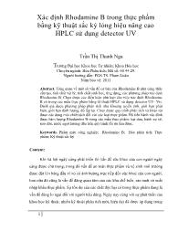 Xác định Rhodamine B trong thực phẩm bằng kỹ thuật sắc ký lỏng hiệu năng cao HPLC sử dụng detector UV