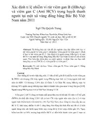 Xác định tỉ lệ nhiễm vi rút viêm gan B (HBsAg) và viêm gan C (Anti HCV) trong huyết thanh người tại một xã vùng đồng bằng Bắc Bộ Việt Nam năm 2011