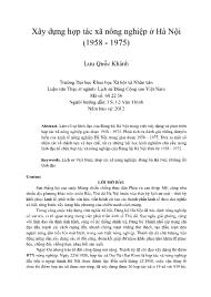 Xây dựng hợp tác xã nông nghiệp ở Hà Nội (1958 - 1975)