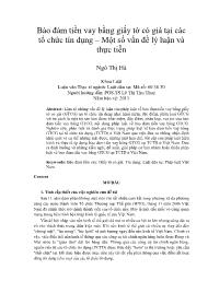 Bảo đảm tiền vay bằng giấy tờ có giá tại các tổ chức tín dụng – Một số vấn đề lý luận và thực tiễn