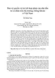 Bảo vệ quyền và lợi ích hợp pháp của nhà đầu tư cá nhân trên thị trường chứng khoán ở Việt Nam