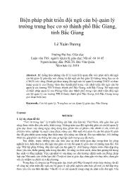 Biện pháp phát triển đội ngũ cán bộ quản lý trường trung học cơ sở thành phố Bắc Giang, tỉnh Bắc Giang