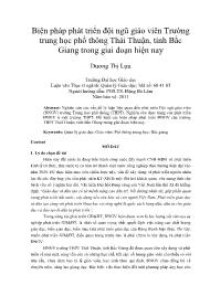 Biện pháp phát triển đội ngũ giáo viên Trường trung học phổ thông Thái Thuận, tỉnh Bắc Giang trong giai đoạn hiện nay