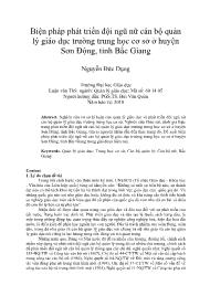 Biện pháp phát triển đội ngũ nữ cán bộ quản lý giáo dục trường trung học cơ sở ở huyện Sơn Động, tỉnh Bắc Giang