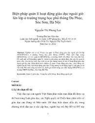 Biện pháp quản lí hoạt động giáo dục ngoài giờ lên lớp ở trường trung học phổ thông Đa Phúc, Sóc Sơn, Hà Nội