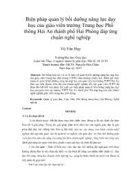 Biện pháp quản lý bồi dưỡng năng lực dạy học của giáo viên trường Trung học Phổ thông Hải An thành phố Hải Phòng đáp ứng chuẩn nghề nghiệp