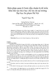 Biện pháp quản lý bước đầu chuẩn bị để triển khai đào tạo theo học chế tín chỉ tại trường Đại học Sư phạm Hà Nội