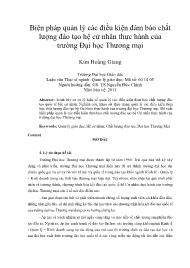 Biện pháp quản lý các điều kiện đảm bảo chất lượng đào tạo hệ cử nhân thực hành của trường Đại học Thương mại