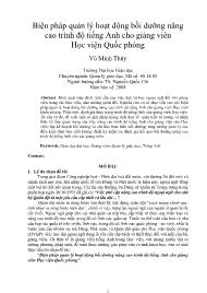 Biện pháp quản lý hoạt động bồi dưỡng nâng cao trình độ tiếng Anh cho giảng viên Học viện Quốc phòng