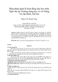 Biện pháp quản lý hoạt động dạy học môn Ngữ văn tại Trường trung học cơ sở Giảng Võ, Ba Đình, Hà Nội