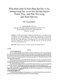 Biện pháp quản lý hoạt động dạy học ở các trường trung học cơ sở trên địa bàn huyện Thanh Thủy, tỉnh Phú Thọ trong giai đoạn hiện nay