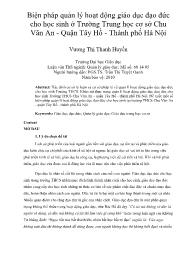 Biện pháp quản lý hoạt động giáo dục đạo đức cho học sinh ở Trường Trung học cơ sở Chu Văn An - Quận Tây Hồ - Thành phố Hà Nội