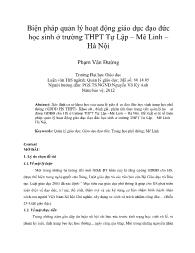 Biện pháp quản lý hoạt động giáo dục đạo đức học sinh ở trường THPT Tự Lập – Mê Linh – Hà Nội