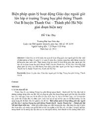 Biện pháp quản lý hoạt động Giáo dục ngoài giờ lên lớp ở trường Trung học phổ thông Thanh Oai B huyện Thanh Oai – Thành phố Hà Nội giai đoạn hiện nay