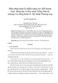 Biện pháp quản lý nhằm nâng cao chất lượng hoạt động dạy và học môn Tiếng Anh tại trường Cao đẳng kinh tế kỹ thuật thương mại