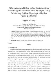 Biện pháp quản lý tăng cường hoạt động thực hành tiếng cho sinh viên Khoa Sư phạm Tiếng Anh trường Đại học Ngoại ngữ - Đại học Quốc gia Hà Nội