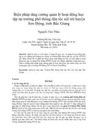 Biện pháp tăng cường quản lý hoạt động học tập tại trường phổ thông dân tộc nội trú huyện Sơn Động, tỉnh Bắc Giang