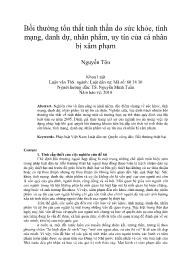 Bồi thường tổn thất tinh thần do sức khỏe, tính mạng, danh dự, nhân phẩm, uy tín của cá nhân bị xâm phạm