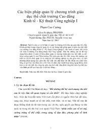 Các biện pháp quản lý chương trình giáo dục thể chất trường Cao đẳng Kinh tế - Kỹ thuật Công nghiệp I