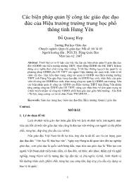 Các biện pháp quản lý công tác giáo dục đạo đức của Hiệu trưởng trường trung học phổ thông tỉnh Hưng Yên