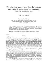 Các biện pháp quản lý hoạt động dạy học của hiệu trưởng ở trường trung học phổ thông Bình Độ tỉnh Lạng Sơn