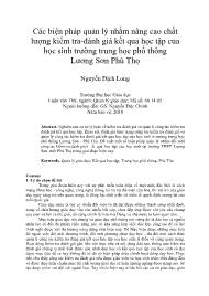 Các biện pháp quản lý nhằm nâng cao chất lượng kiểm tra, đánh giá kết quả học tập của học sinh trường trung học phổ thông Lương Sơn Phú Thọ