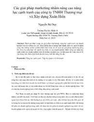 Các giải pháp marketing nhằm nâng cao năng lực cạnh tranh của công ty TNHH Thương mại và Xây dựng Xuân Hiển