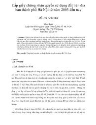 Cấp giấy chứng nhận quyền sử dụng đất trên địa bàn thành phố Hà Nội từ năm 2003 đến nay