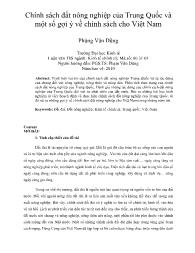 Chính sách đất nông nghiệp của Trung Quốc và một số gợi ý về chính sách cho Việt Nam