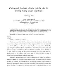 Chính sách thuế đối với các chủ thể trên thị trường chứng khoán Việt Nam