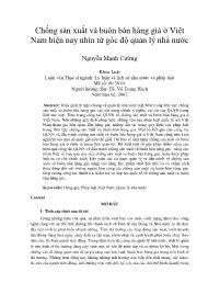 Chống sản xuất và buôn bán hàng giả ở Việt Nam hiện nay nhìn từ góc độ quản lý nhà nước