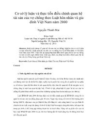 Cơ sở lý luận và thực tiễn điều chỉnh quan hệ tài sản của vợ chồng theo Luật hôn nhân và gia đình Việt Nam năm 2000