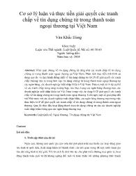 Cơ sở lý luận và thực tiễn giải quyết các tranh chấp về tín dụng chứng từ trong thanh toán ngoại thương tại Việt Nam