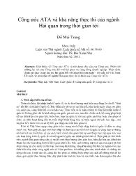 Công ước ATA và khả năng thực thi của ngành Hải quan trong thời gian tới