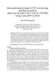 Đài truyền hình kỹ thuật số VTC với đời sống tinh thần của giới trẻ (Khảo sát các kênh VTC2, VTC10, VTCHD3 trong 2 năm 2009 và 2010)