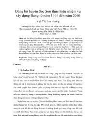 Đảng bộ huyện Sóc Sơn thực hiện nhiệm vụ xây dựng Đảng từ năm 1996 đến năm 2010