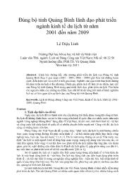 Đảng bộ tỉnh Quảng Bình lãnh đạo phát triển ngành kinh tế du lịch từ năm 2001 đến năm 2009