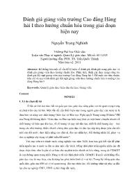 Đánh giá giảng viên trường Cao đẳng Hàng hải I theo hướng chuẩn hóa trong giai đoạn hiện nay