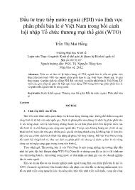Đầu tư trực tiếp nƣớc ngoài (FDI) vào lĩnh vực phân phối bán lẻ ở Việt Nam trong bối cảnh hội nhập Tổ chức thƣơng mại thế giới (WTO)