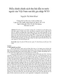 Điều chỉnh chính sách thu hút đầu tư nước ngoài của Việt Nam sau khi gia nhập WTO