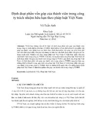 Định đoạt phần vốn góp của thành viên trong công ty trách nhiệm hữu hạn theo pháp luật Việt Nam