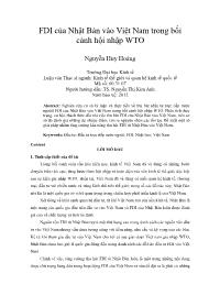 FDI của Nhật Bản vào Việt Nam trong bối cảnh hội nhập WTO