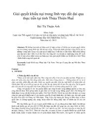 Giải quyết khiếu nại trong lĩnh vực đất đai qua thực tiễn tại tỉnh Thừa Thiên Huế