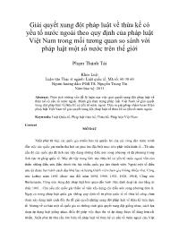 Giải quyết xung đột pháp luật về thừa kế có yếu tố nước ngoài theo quy định của pháp luật Việt Nam trong mối tương quan so sánh với pháp luật một số nước trên thế giới