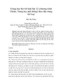 Giảng dạy thơ trữ tình lớp 12 (Chương trình chuẩn, Trung học phổ thông) theo đặc trưng thể loại