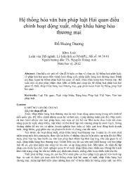 Hệ thống hóa văn bản pháp luật Hải quan điều chỉnh hoạt động xuất, nhập khẩu hàng hóa thương mại