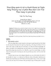 Hoạt động quản trị rủi ro thanh khoản tại Ngân hàng Thương mại cổ phần Bưu điện Liên Việt Thực trạng và giải pháp