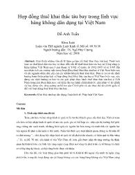 Hợp đồng thuê khai thác tàu bay trong lĩnh vực hàng không dân dụng tại Việt Nam