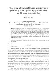 Khắc phục những sai lầm của học sinh trong quá trình giải bài tập hóa học phần kim loại lớp 12 trung học phổ thông